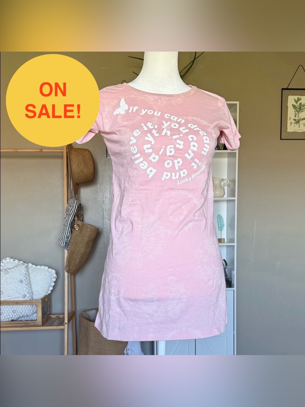 Lucky Brand Light Pink Inspirational Tee
